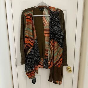 Radzoli Art to Wear Textured Cardigan Sz Medium Open Front Asymmetric Hem Artsy